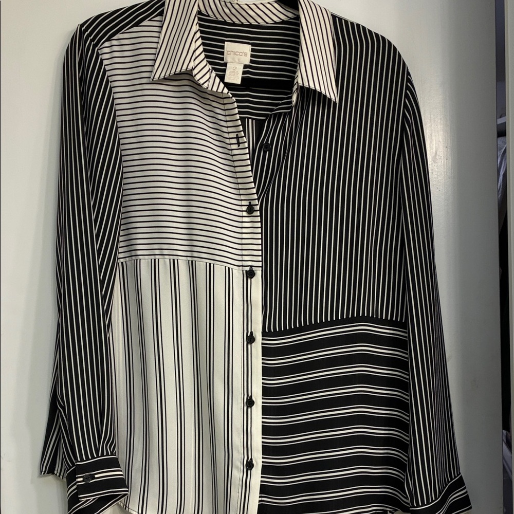 Chico’s Monochrome Striped Shirt